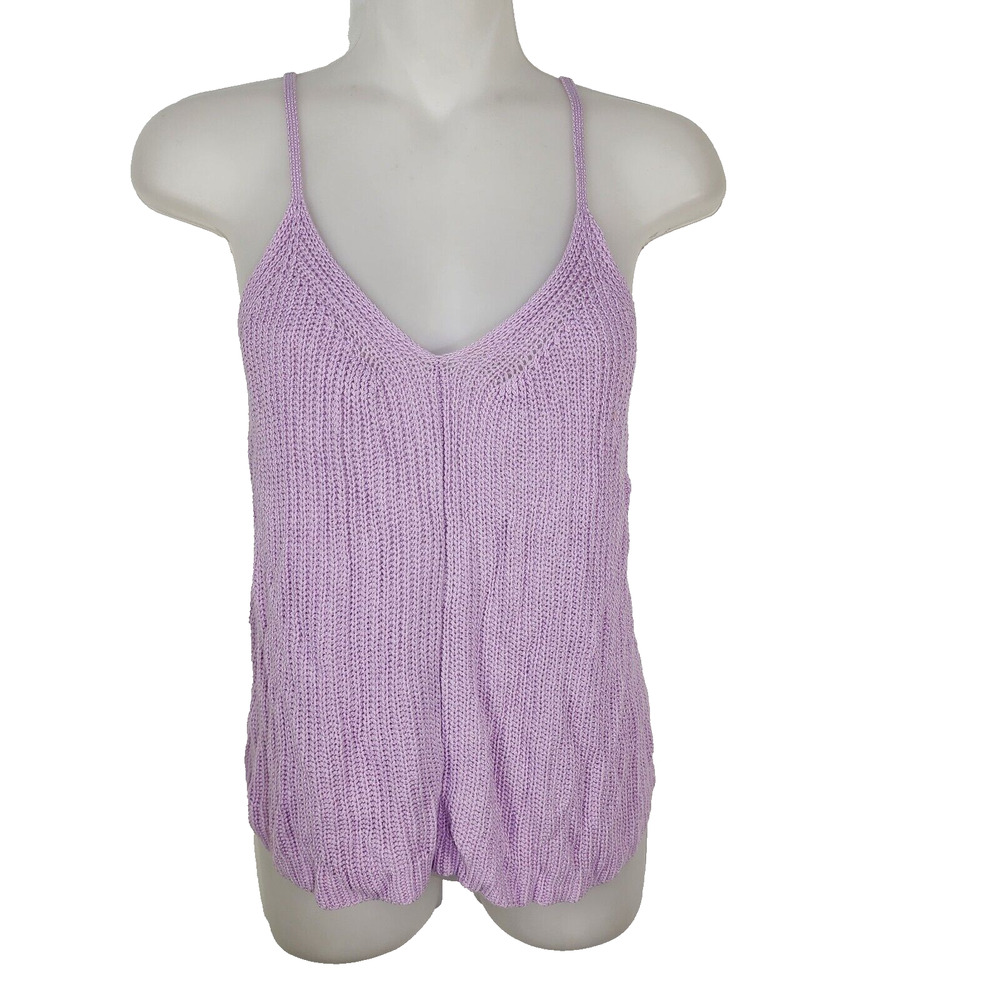 Plush Boutique Womens Tank Top Cami XS Purple Crochet Adjustabe Spaghetti Staps